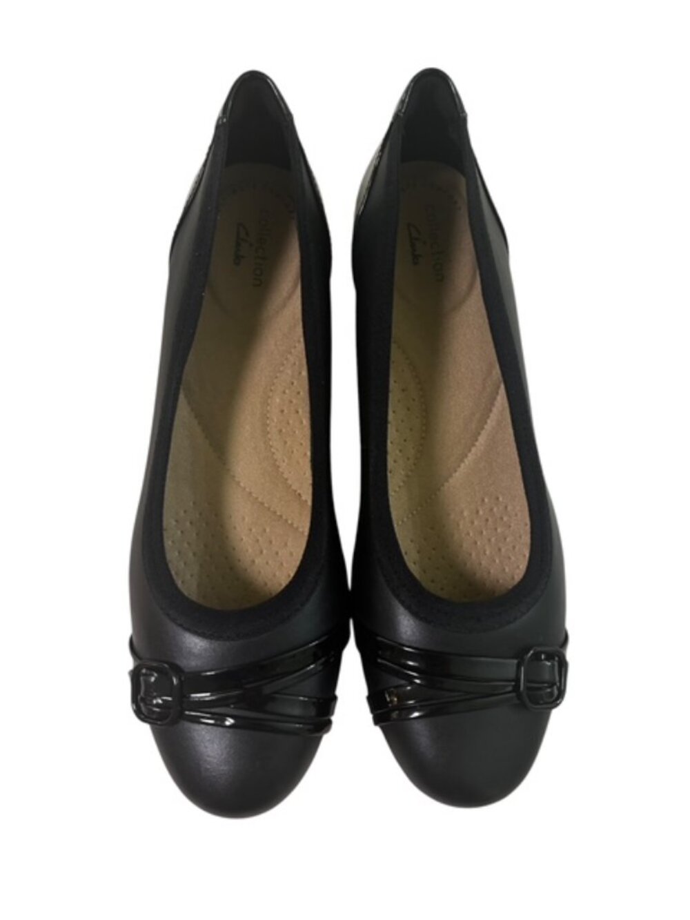 Clarks Sara Tulip Black Leather Ballet Flats Shoes Womens 7.5 Comfort NEW - Picture 2 of 11